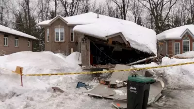 Recycling Truck Crashes into Barrie Home, Emergency Crews Respond