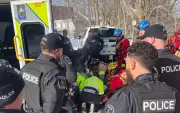 Emergency Crews Rescue Person from Thames River in London, Ont. on New Year's Day