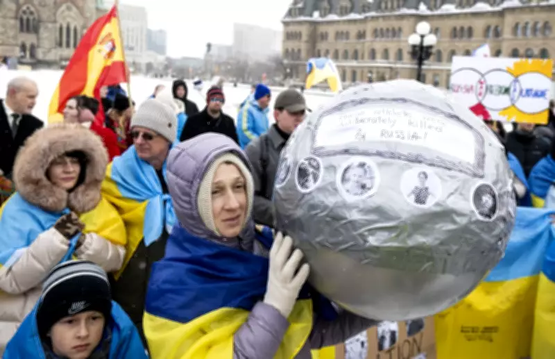 Banned Ukrainian Olympian's Helmet Becomes Rally Symbol at Ottawa Protest