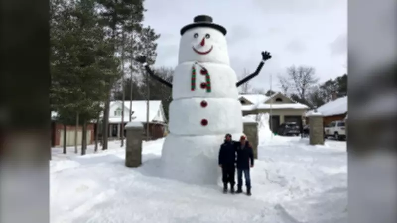 Barrie Family Builds 20-Foot Snowman to Spread Joy During Pandemic