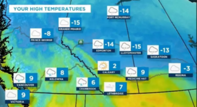Calgary's Week Begins with Mild Warm-up, Scattered Flurries Possible