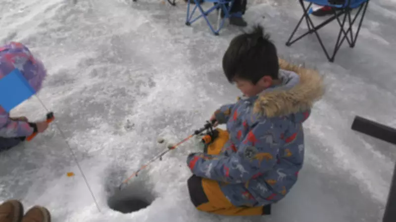 Dozens Embrace Ice Fishing at Wabamun Lake's Family Event