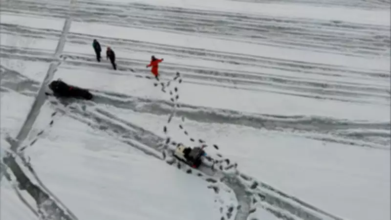 Drone Rescue Saves Sledder Trapped in Slush on Lake Joseph