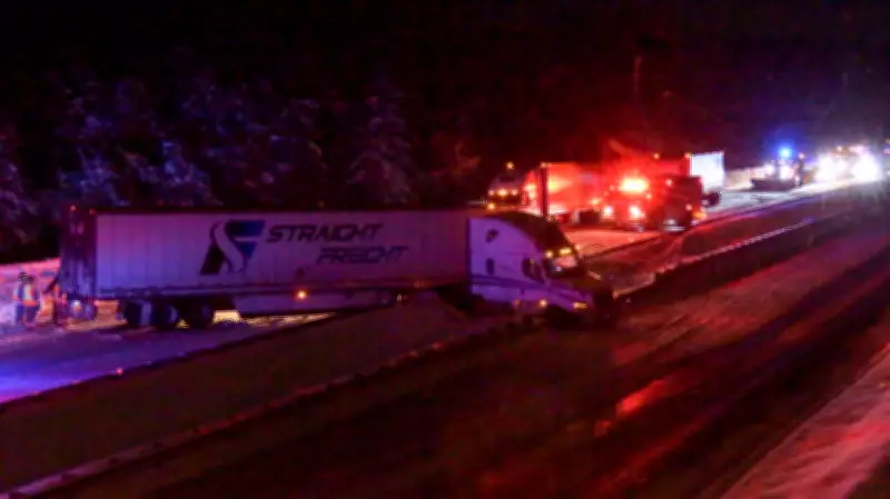 Jackknifed Tractor Trailer Forces Overnight Closure of Highway 11 in Orillia