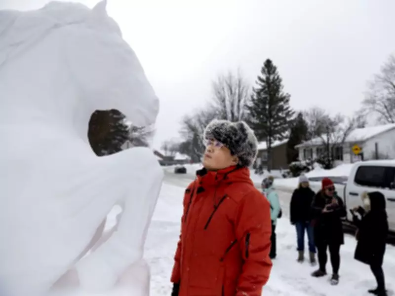 Kirkland Artist Honors Chinese Culture with Life-Size Snow Horse Sculpture