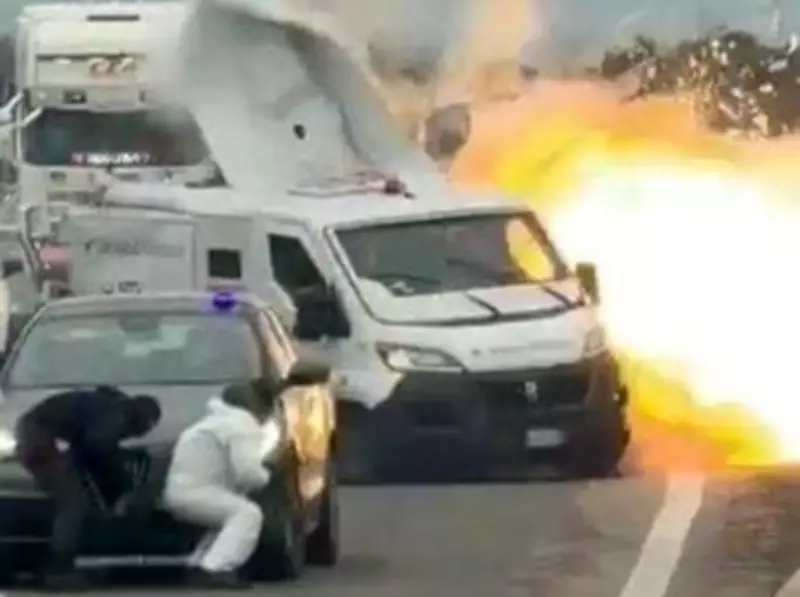 Masked Gang Blows Up Armoured Truck in Brazen Italian Highway Heist