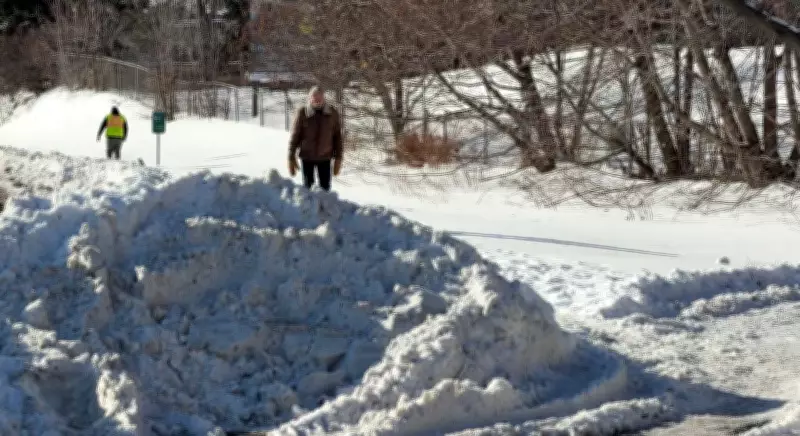 Ottawa Commuters Face Snowbank Obstacles at Lincoln Fields LRT Station