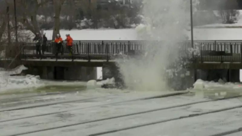 Ottawa's Annual Ice Blasting on Rideau River Commences for Flood Control