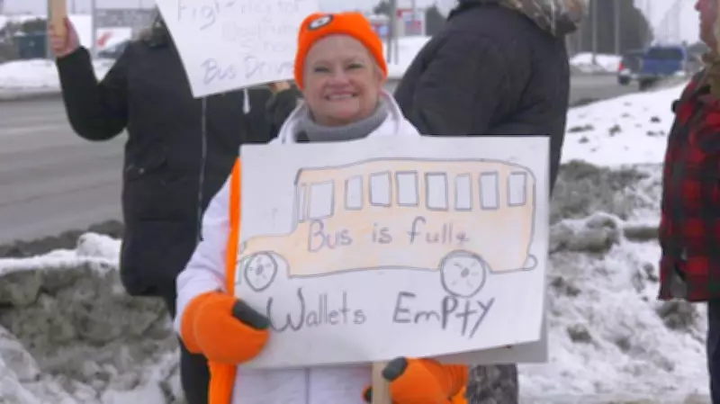 Replacement Workers Operate Bus Routes Amid Northern Ontario School Bus Driver Strike