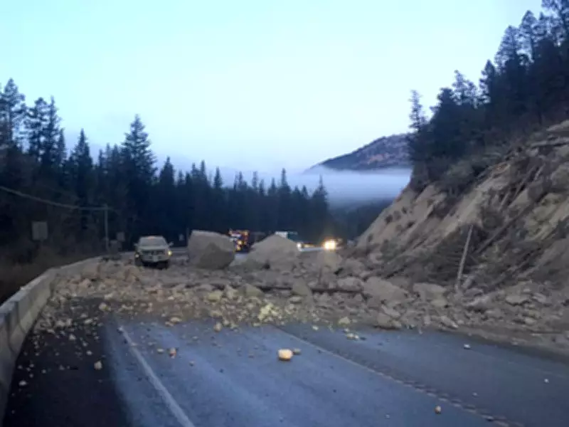 Rockslide Forces Closure of BC Highway 93S and Radium Hot Springs Pools