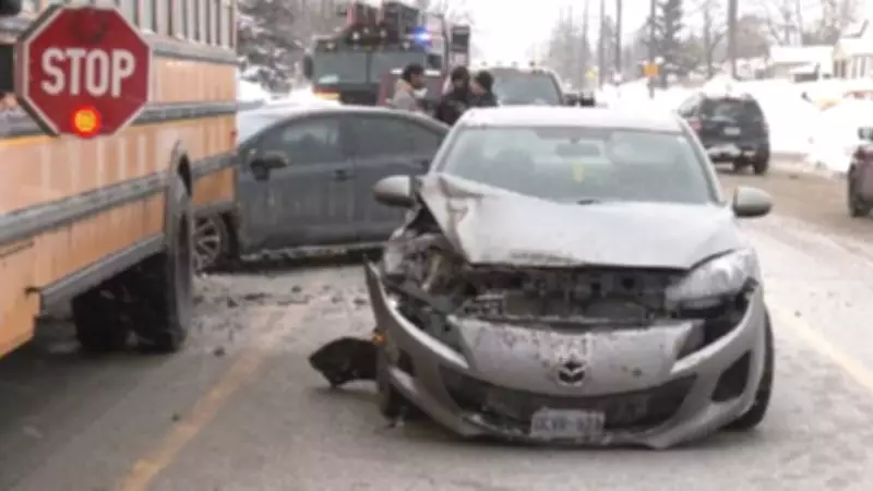 School Bus Rear-Ended During Barrie's Rush Hour Traffic Incident