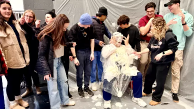 St. Clair College Paramedic Students Pie Professor for United Way Charity Fundraiser