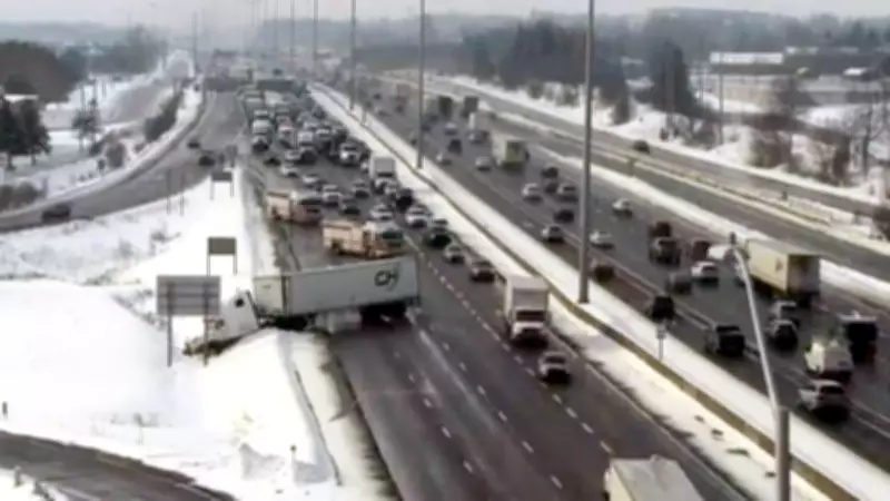 Toronto-Bound QEW Reopens Following Major Collision Involving Tractor-Trailer in Oakville