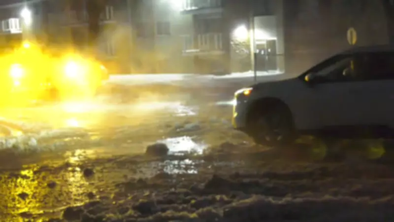 Water Main Break Floods 97 Street in North Edmonton, Epcor Crews Respond