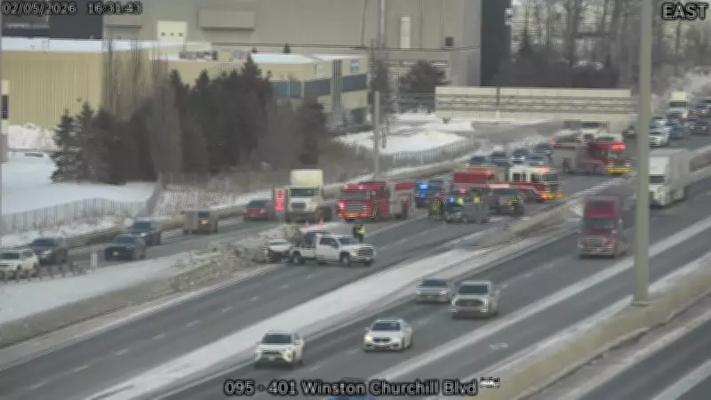 Westbound Hwy 401 Collector Lanes Shut at Winston Churchill After Collision