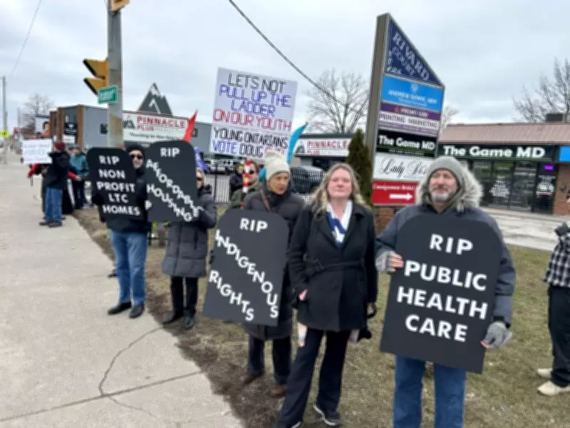 Windsor-Essex Protesters Rally Against Ford Government Policies at MPP's Office