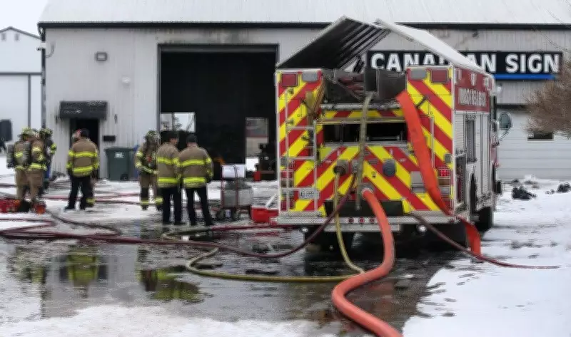 Windsor Firefighters Battle Major Blaze at Canadian Sign Systems on Baseline Road