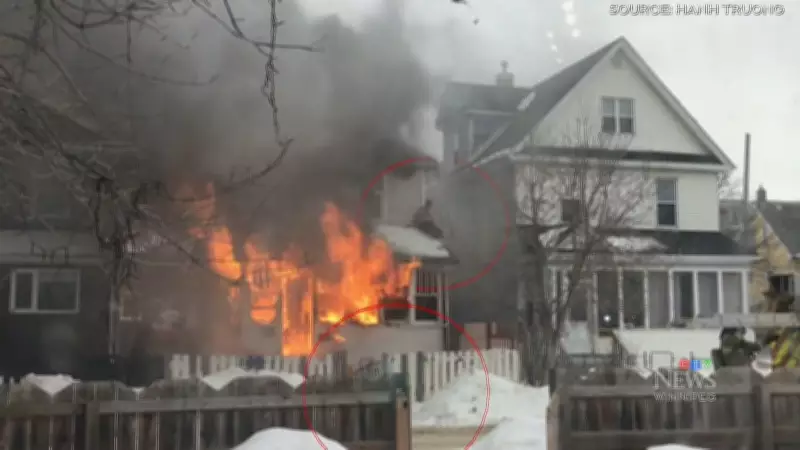 Winnipeg House Fire Escape Captured on Camera as Blaze Claims Two Lives