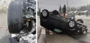 Bald Tires Blamed for Single-Vehicle Rollover on Barrie Road After Snowbank Collision