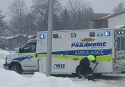 Paramedic Forced to Dig Out Ambulance Stuck in Heavy Snowfall