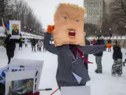 Political Street Theatre on Rideau Canal Draws Crowds with Trump Puppet