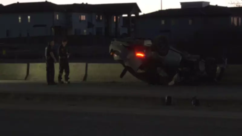 14-Year-Old Boy Rolls Vehicle in Calgary, Prompting Road Closures and Police Investigation