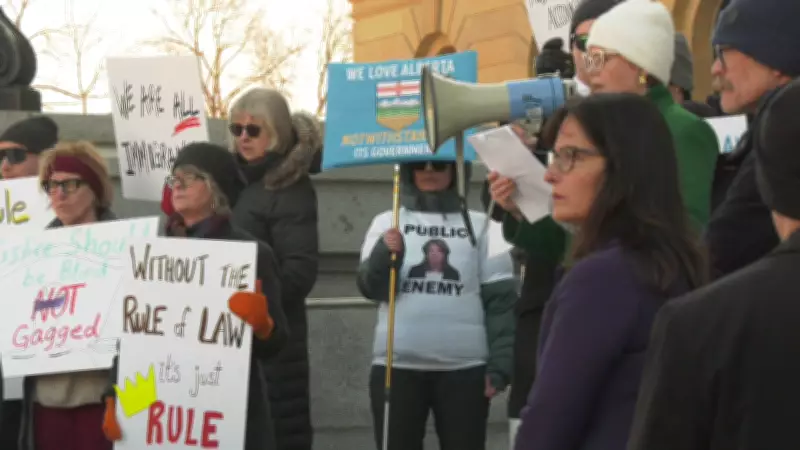 Alberta Lawyers Protest Notwithstanding Clause and Judicial Appointments at Legislature