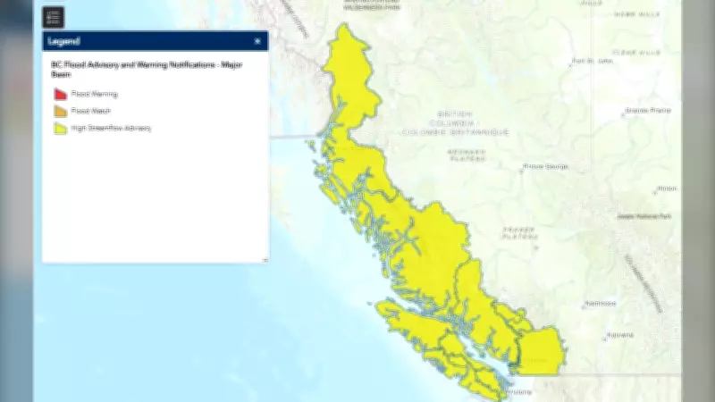 Atmospheric River Threatens B.C. Coast with High Flood Risk, Forecast Centre Warns