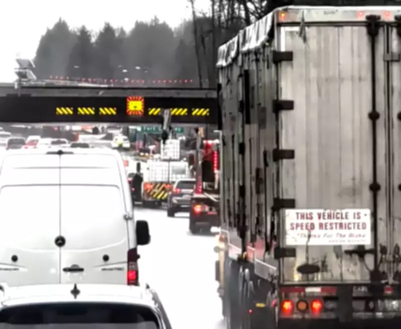 Commercial Truck Carrying Crane Strikes Overpass in Langley, BC; Highway Patrol Investigates