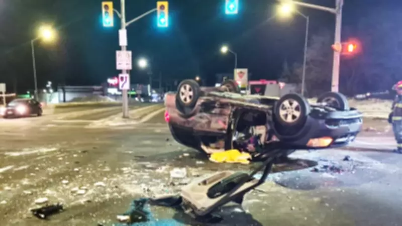Driver Charged After Vehicle Flips Over at North Bay Intersection