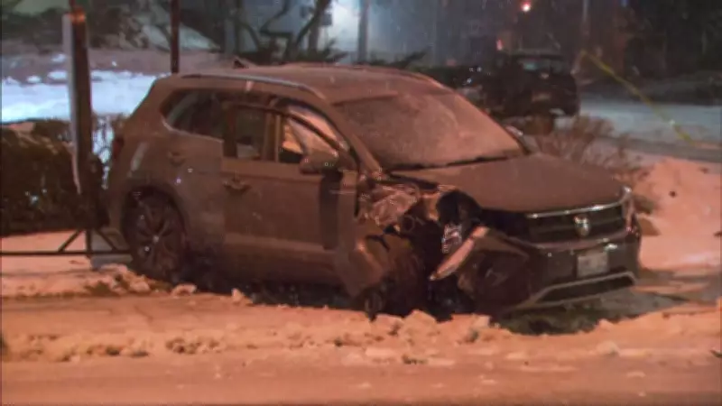 Driver Flees Scene After Crashing Vehicle into Pole on Bathurst Street in Toronto