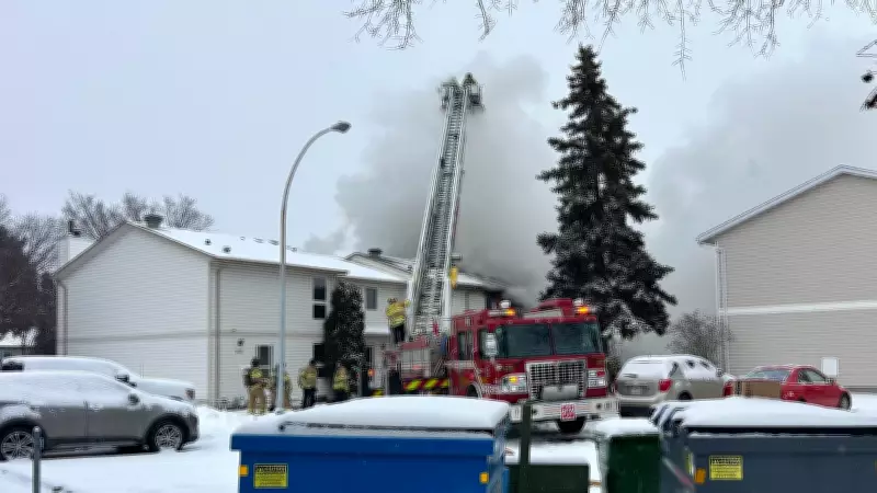 Edmonton Firefighters Battle Blaze at Northwest Townhouse Complex
