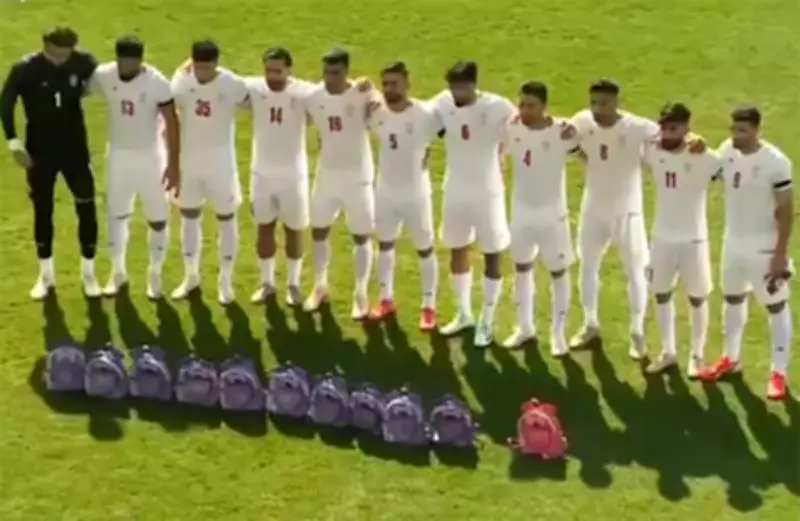 Iran Footballers Honor School Strike Victims with Black Armbands and Backpacks