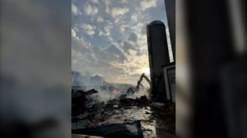 Massive Barn Fire Near Stratford Claims 140 Livestock, Road Temporarily Closed