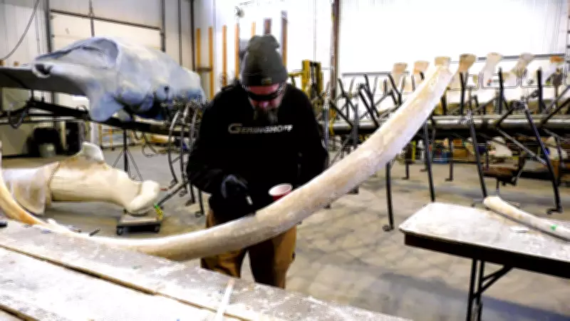 Massive Blue Whale Skeleton Undergoes Restoration at Dinosaur Valley Studios