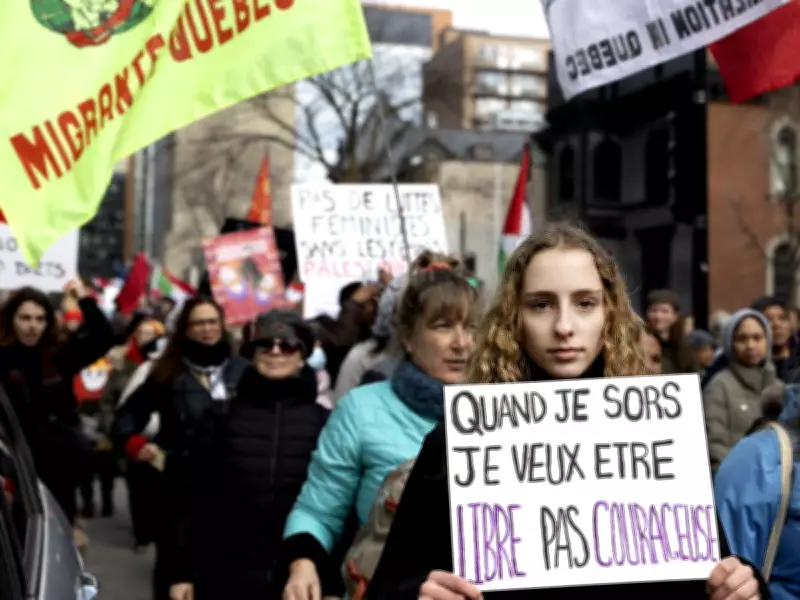 Montreal International Women's Day March Draws Large Crowd in Downtown