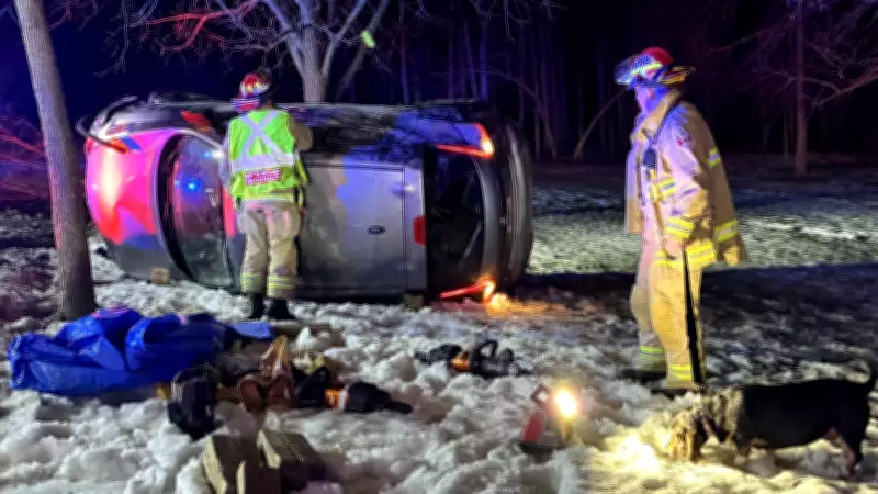 Ottawa Firefighters Rescue Driver and Dog from Rollover Crash Near Experimental Farm