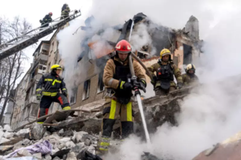 Russian Missile Strike Kills 8 in Kharkiv Apartment Building