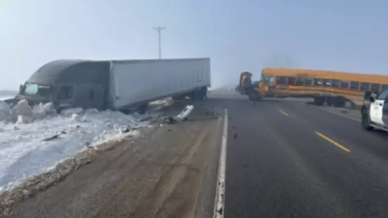 School Bus and Transport Truck Collide Near Seaforth, Minor Injuries Reported