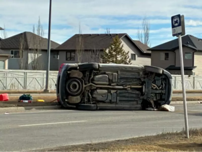 Stolen Vehicle Overturns During Police Pursuit in Southeast Calgary