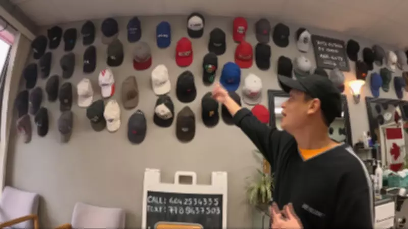 Vancouver Barber's Unique Collection: Dozens of 'Retired' Hats Adorn Shop Walls