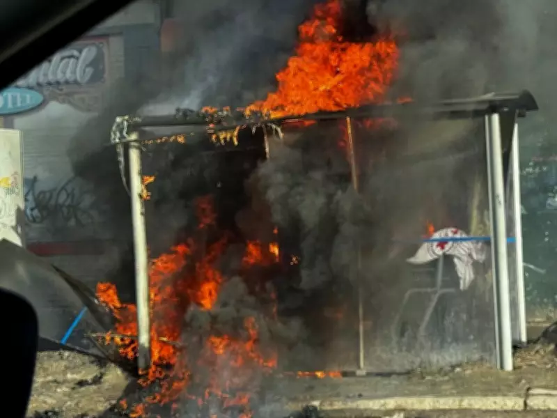 Winnipeg Bus Shelter Engulfed in Flames at Main and Logan Intersection