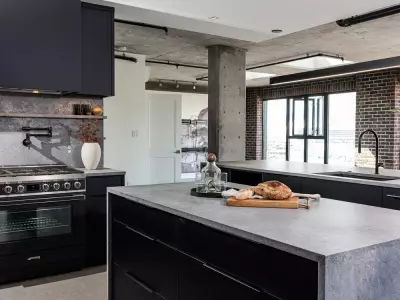Gastown Loft Kitchen Transformed with Moody Palette for Luxe Entertaining