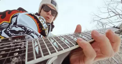 Megadeth Guitarist Teemu Mäntysaari Shreds the Ice at Saskatoon's Meewasin Rink