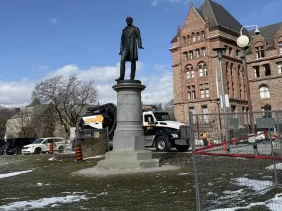 Queen's Park Statues to be Temporarily Covered After Vandalism During Student Protest