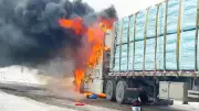 Highway 17 Inferno: Styrofoam-Laden Transport Truck Engulfed in Flames Near Kenora