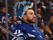 Maple Leafs Goalie Stolarz Recovers After Puck to Throat Incident