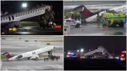 Passengers Aid Escape After Air Canada Jet Crashes at New York's LaGuardia Airport
