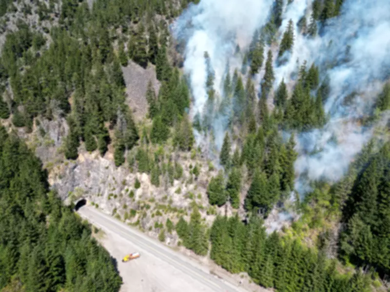 B.C. Wildfire Grows to 40 Hectares Near Trans-Canada Highway, Challenges Crews