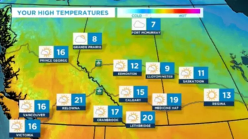 Calgary's Weekend Forecast: Mid-Teens Start, Snow Possible by Sunday